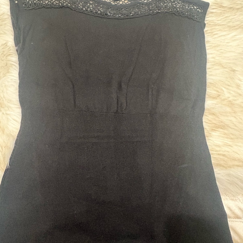 White House Black Market Black Lace Overlay Top